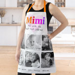 Delantal Te Ama Mimi Collage de fotos Arcoiris Colorido 6<br><div class="desc">"Te queremos, Mimi, y tu cocina". Ella ama cada minuto con sus nietos. Añada brillo extra a sus aventuras culinarias cada vez que usa este elegante, sofisticado, sencillo y moderno delantal. Una imagen divertida, caprichosa y elegante de una tipografía audaz de color arcoiris y tipografía manuscrita negra superponen un corazón...</div>