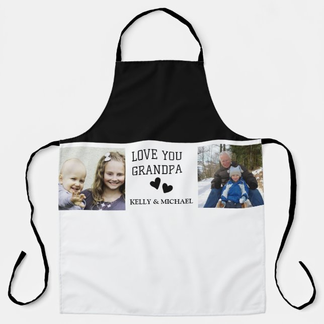 Delantal Te amo, abuelo | Moderno Collage Photo Apron (Anverso)
