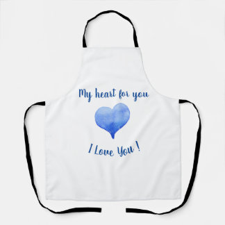Delantal Te Amo El día de San Valentín Cute Blue Heart