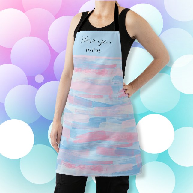 Delantal Te Amo Mamá - Personalizable Pastel Moderno (I Love You Mom - Modern Pastel Customizable Apron)