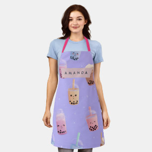 Delantal Té de burbuja personalizado púrpura púrpura person