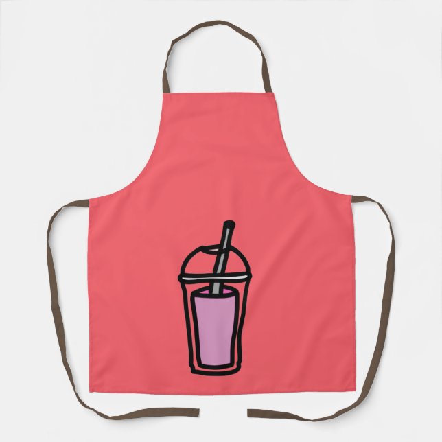 Delantal té de burbuja rosa de té de leche (Anverso)