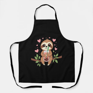 Delantal Té de Leche con Burbujas de Boba Perezoso Lindo Ka