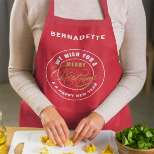 Delantal Te deseamos una Feliz Navidad Rojo