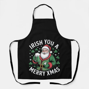 Delantal Te Deseo Un Feliz Navidad Santa Cerveza Trébol Fie