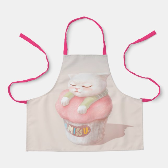 Delantal Te echo de menos el Ilustracion del pastel (Anverso)