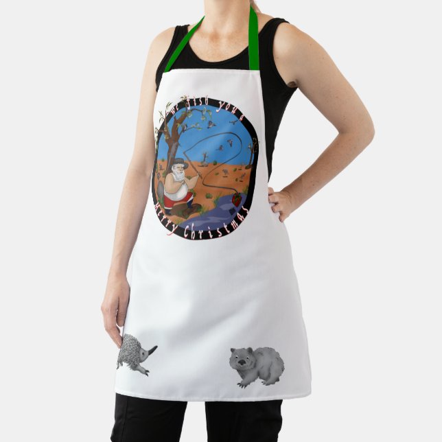 Delantal Te pescamos Feliz Navidad - Aussie apron (in situ)