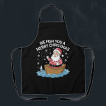 Delantal Te Pescaremos Un Pescadero Feliz Navidad<br><div class="desc">Te pescamos un pescador navideño pescando Papá Noel</div>