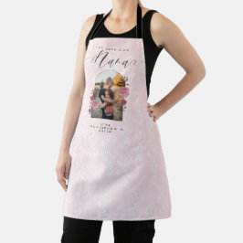 Delantal Te queremos Nana Floral Foto Keepsake Rosa