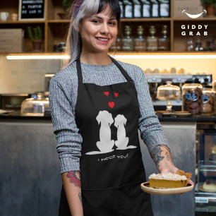 Delantal Te quiero a la pareja moderna de perros adorables