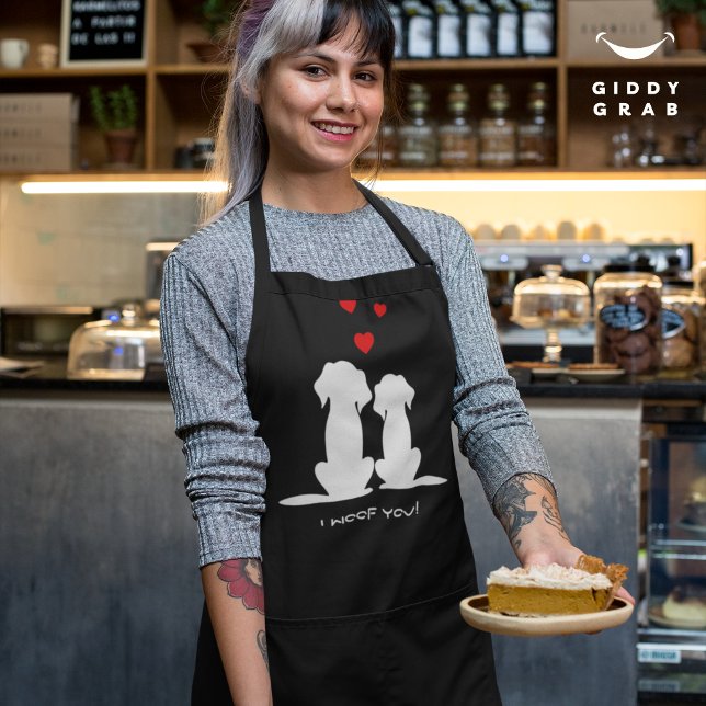 Delantal Te quiero a la pareja moderna de perros adorables  (Subido por el creador)