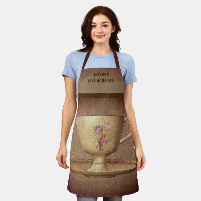 Delantal Teacup Vintage Y Saucer Personalizados (Gastado)