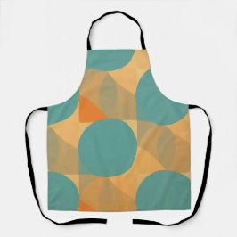 Delantal Teal, Tan, and Orange in Retro Look Pattern