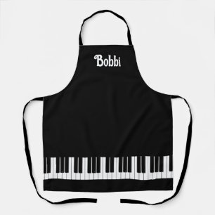 Delantal Teclado de piano negro y blanco personalizado