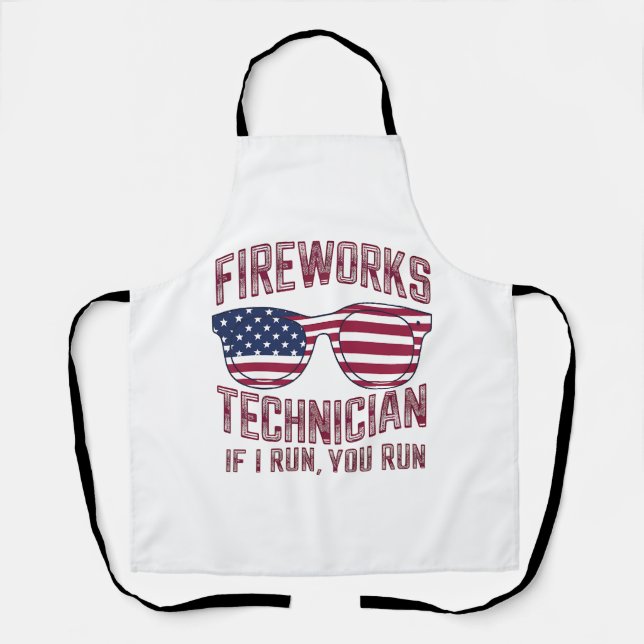 Delantal Técnico de fuegos artificiales 4 de julio divertid (Anverso)