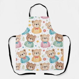 Delantal Teddy bear and flowers