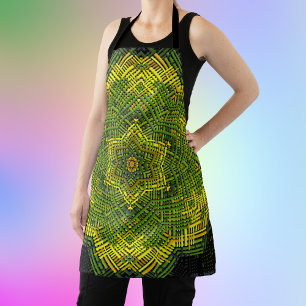 Delantal Tejer Mandala Amarillo verde y negro