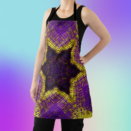 Delantal Tejer Mandala morado y amarillo