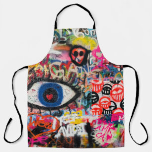 Delantal Tejidos florales azules y rojos