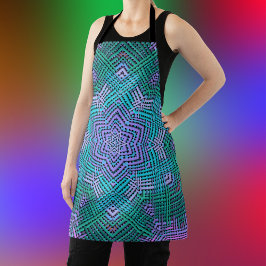 Delantal Tejidos Mandala rosa y azul