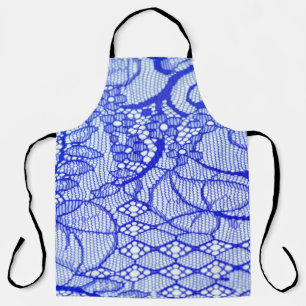 Delantal Tela de encaje en azul. Parche de encaje Royal Blu