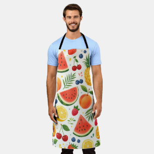 Delantal Tela de Patrón de Frutas de Verano Sandía Tropic
