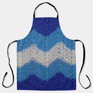 Delantal tela de punto con figuras rayadas azul y blanco