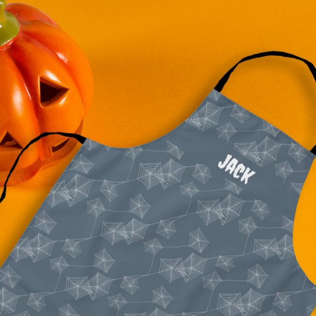 Delantal telaraña gris, Halloween personalizable (Gray spider web, customisable Halloween Apron
)