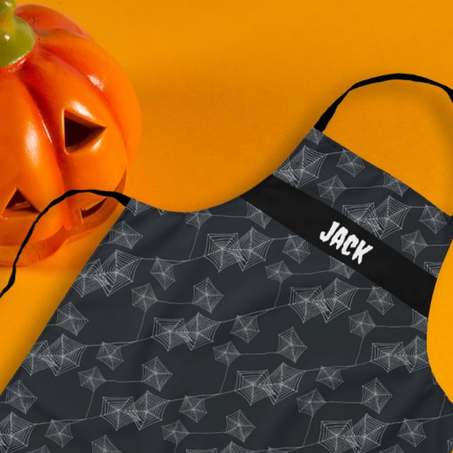 Delantal telaraña negra, Halloween personalizable (Black spider web, customisable Halloween Apron
)