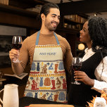 Delantal Temática de la antigua gráfica egipcia<br><div class="desc">Añade un nombre para crear el regalo perfecto para los amantes de la historia. Este antiguo delantal de temática egipcia es perfecto para cocinar un plato inolvidable. Inspirado por las obras de arte descubiertas en las pirámides de Egipto, este delantal muestra mis ilustraciones de una variedad de motivos egipcios incluyendo...</div>