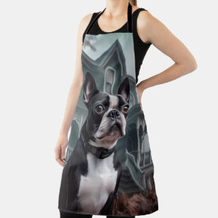 Delantal Temeroso susto de Halloween en Boston Terrier