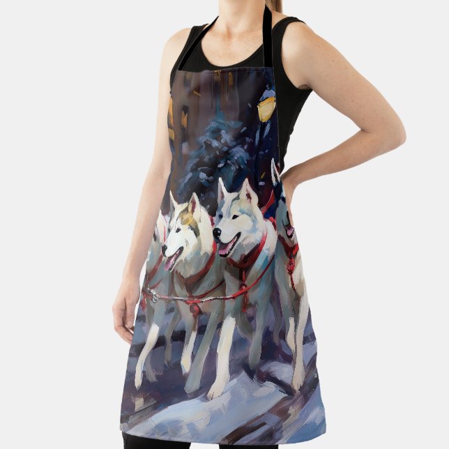 Delantal Temporada festiva de los Navidades Husky siberiano (in situ)