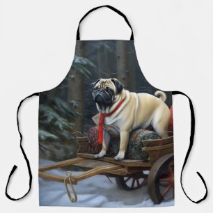 Delantal Temporada festiva de los Navidades Pug