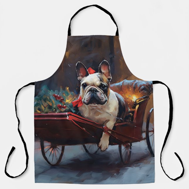 Delantal Temporada festiva de Navidades de Bulldog francese (Anverso)