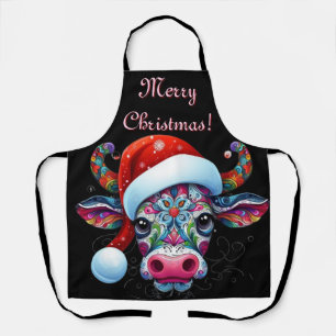 Delantal Temporada mexicana de Cow Bull Santa Hat