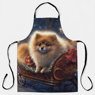 Delantal Temporada Navideña del pomerania cepillada