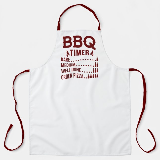Delantal Temporizador divertido de barbacoa rojo (Anverso)