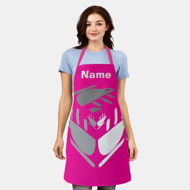 Delantal Tener Una Copa De Java PERSONALIZAR Hot Pink (Gastado)