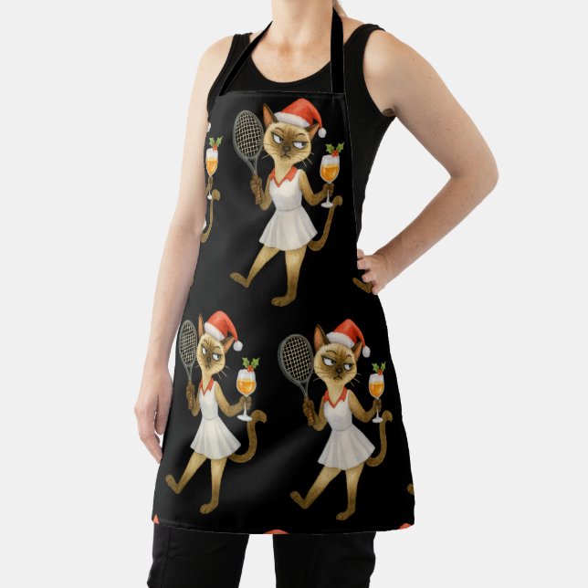 Delantal Tennis Christmas themed for Cat Lovers  (in situ)