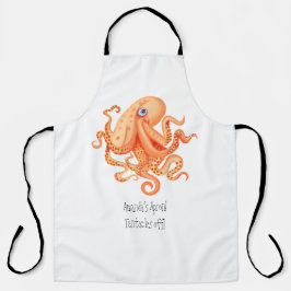 Delantal Tentáculos personalizados de pulpo naranja lindo