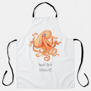 Delantal Tentáculos personalizados de pulpo naranja lindo