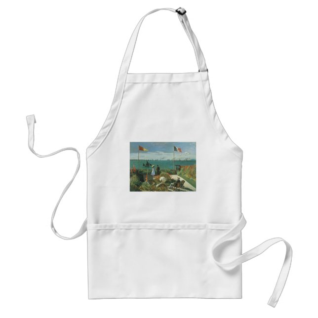 Delantal Terraza junto al mar por Claude Monet (Frente)