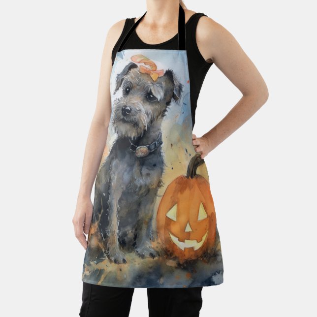 Delantal Terrier de la Bahía de Chesapeake de Halloween con (in situ)