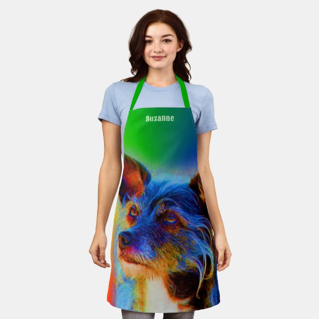 Delantal Terrier Dog Face Resumen personalizado (Gastado)