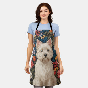 Delantal Terrier West Highland Elegante Colorido Floral