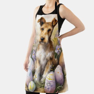 Delantal Terrier Wirefox Perro Con Huevos De Pascua Fiesta