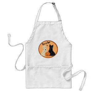 Delantal Terriers escoceses trigueños y negros Halloween