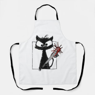 Delantal Terror de béisbol de gato negro de Halloween