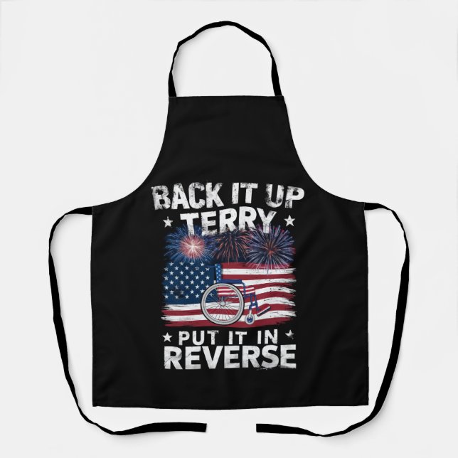 Delantal Terry Retrocede Ponlo En Reversa Fuegos Artificial (Anverso)