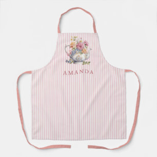 Delantal Tetera floral vintage elegante personalizada